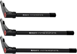 1.0mm Thread Pitch Front Rear Quick Release Thru Axles for Bicyle Suspension Forks Rigid Forks and Bike Rear Frame, Free Rotating Handle Road Mountain Bike Axle: 12mm x 124mm to 174mm Includes 3 Size