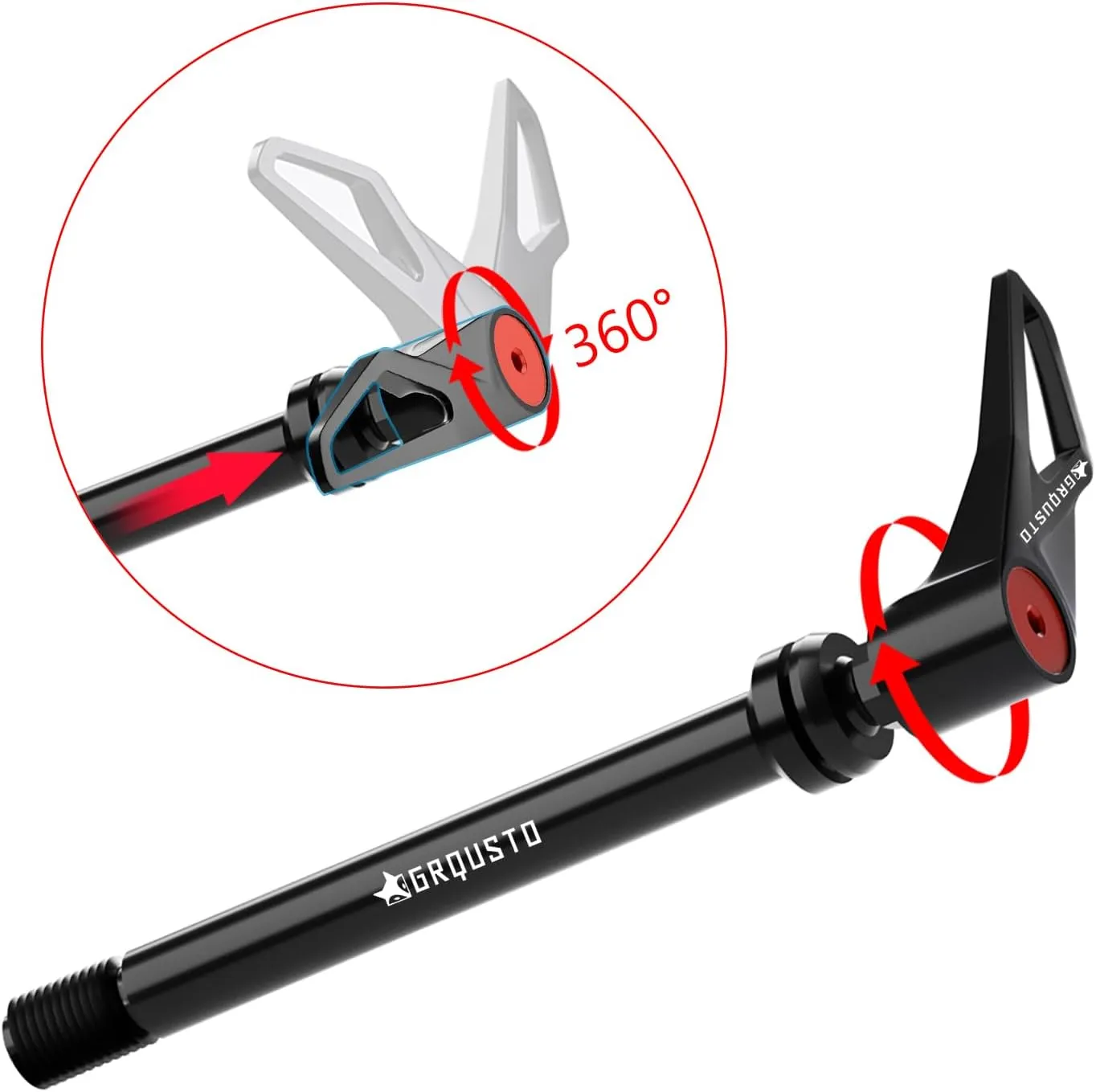 1.0mm Thread Pitch Front Rear Quick Release Thru Axles for Bicyle Suspension Forks Rigid Forks and Bike Rear Frame, Free Rotating Handle Road Mountain Bike Axle: 12mm x 124mm to 174mm Includes 3 Size