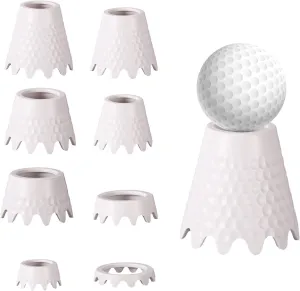8pcs Golf Tees for Mats, 8 Sizes ABS Indoor Driving Range Holder Outdoor Training Tee Cone Practical Plastic Simulator Accessories for Home Backyard Golf Driving Ranges (White)
