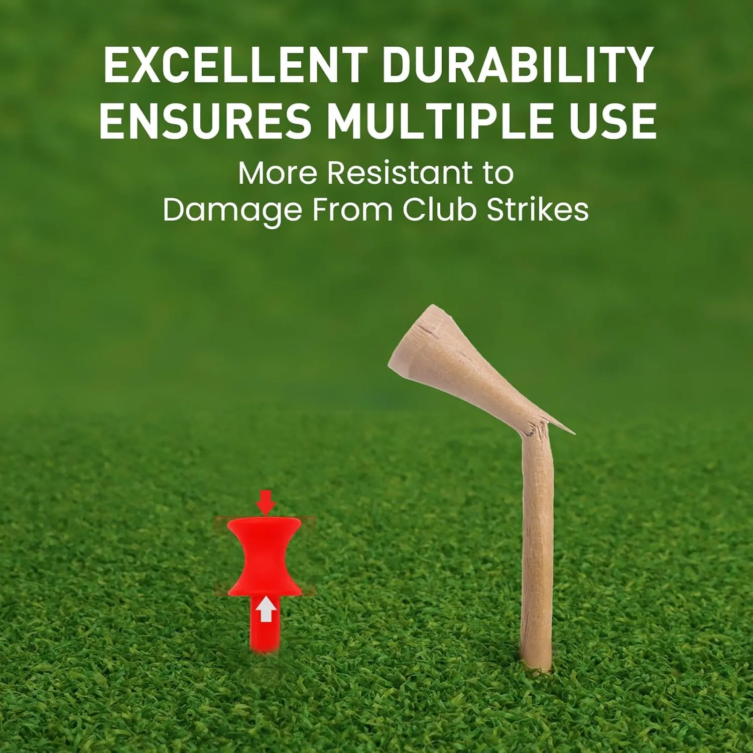 Amy Sport Golf Tees Step Down Plastic Unbreakable 50 Pack Reusable Bulk Professional Height Control Castle Tee for Practice