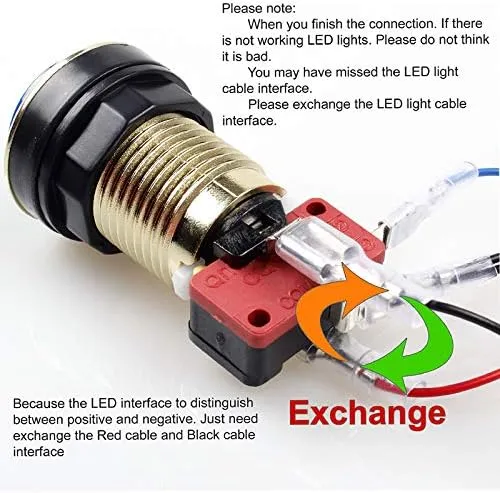 Arcity 2 Pcs Arcade Cable Wire LED Button Power Cable Daisy Chain 0.250 Inch /6.3mm Terminals Jumper Wire Harness Lighted Up 20 LED Arcade Buttons for USB Encoder, MAME, Arcade1Up, Raspberry Pi,PC New