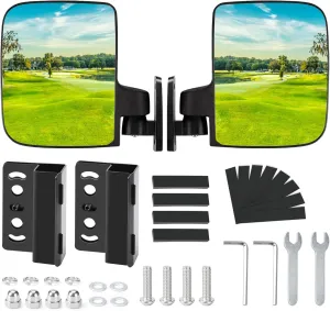 BETOOLL Golf Cart Mirror - No Drilling Folding Golf Cart Mirrors Rear View - Golf Cart Mirrors Universal for 0.75" & 1" Square Tube - Golf Cart Side Mirrors Compatible with Club Car, EZGO, Yamaha