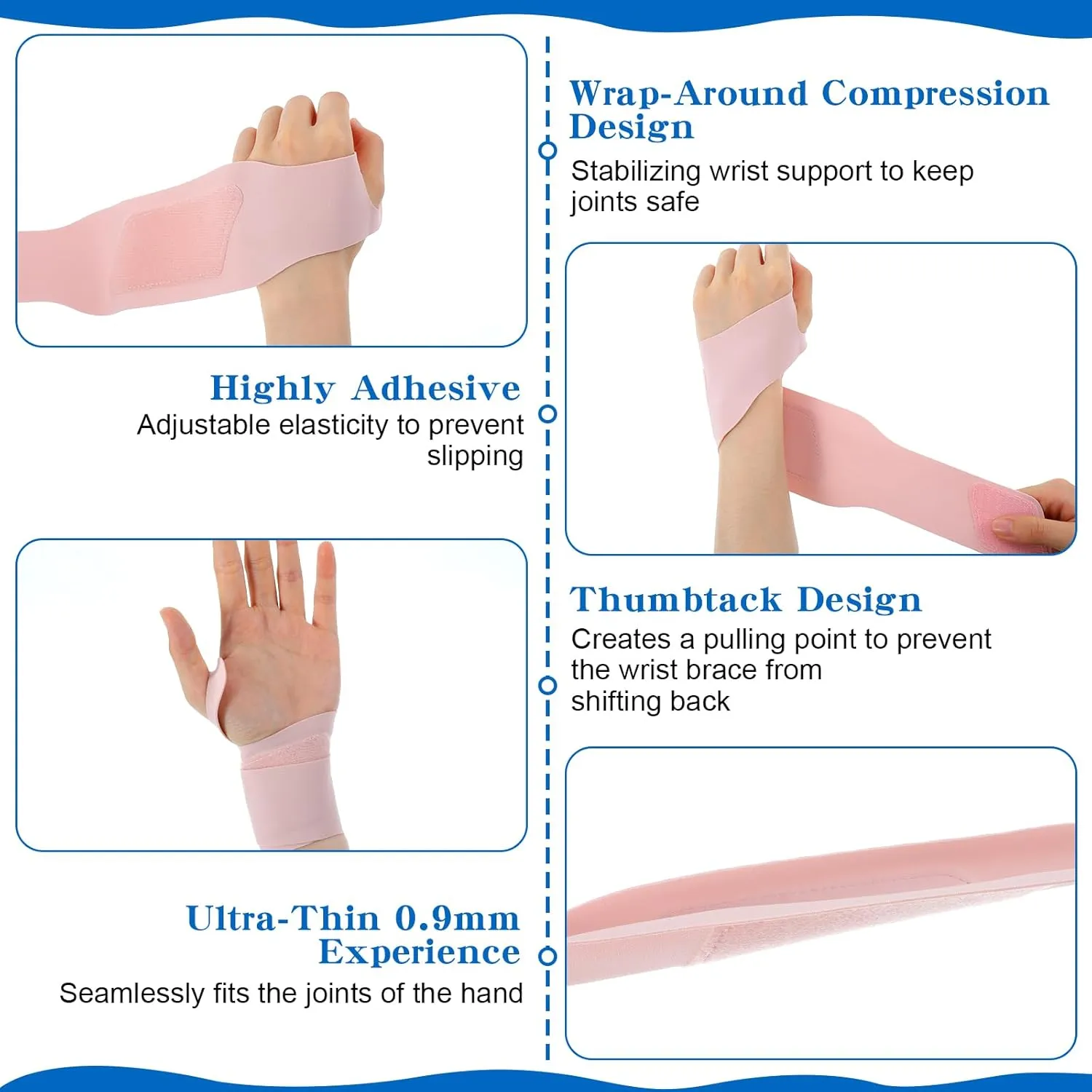 Carpal Tunnel Wrist Brace for Night Support, Wrist Brace Basic Sport Slim Carpal Tunnel Support, WristBrace Right Left Hand, Elastic Wrist for Pain Relief Unisex(Pink)