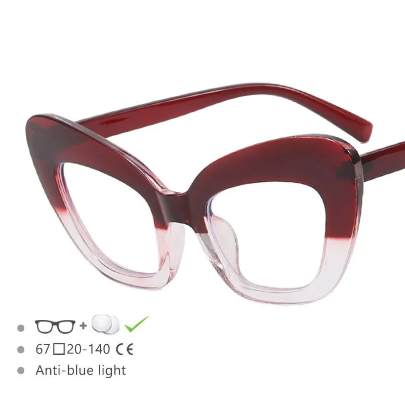 CCspace Women's Full Rim Oversized Cat Eye Acetate Frame Eyeglasses 54531