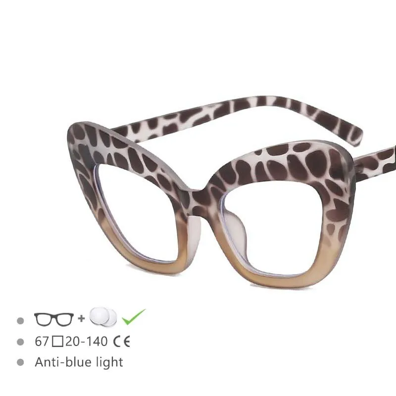 CCspace Women's Full Rim Oversized Cat Eye Acetate Frame Eyeglasses 54531