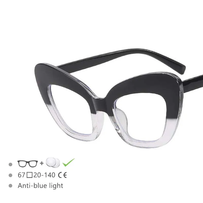CCspace Women's Full Rim Oversized Cat Eye Acetate Frame Eyeglasses 54531