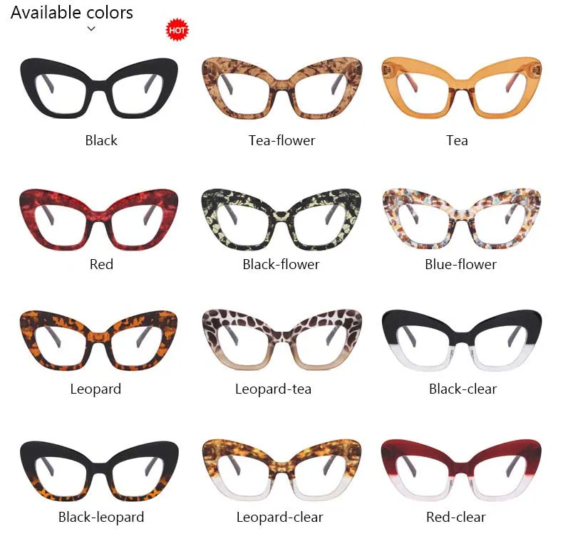 CCspace Women's Full Rim Oversized Cat Eye Acetate Frame Eyeglasses 54531