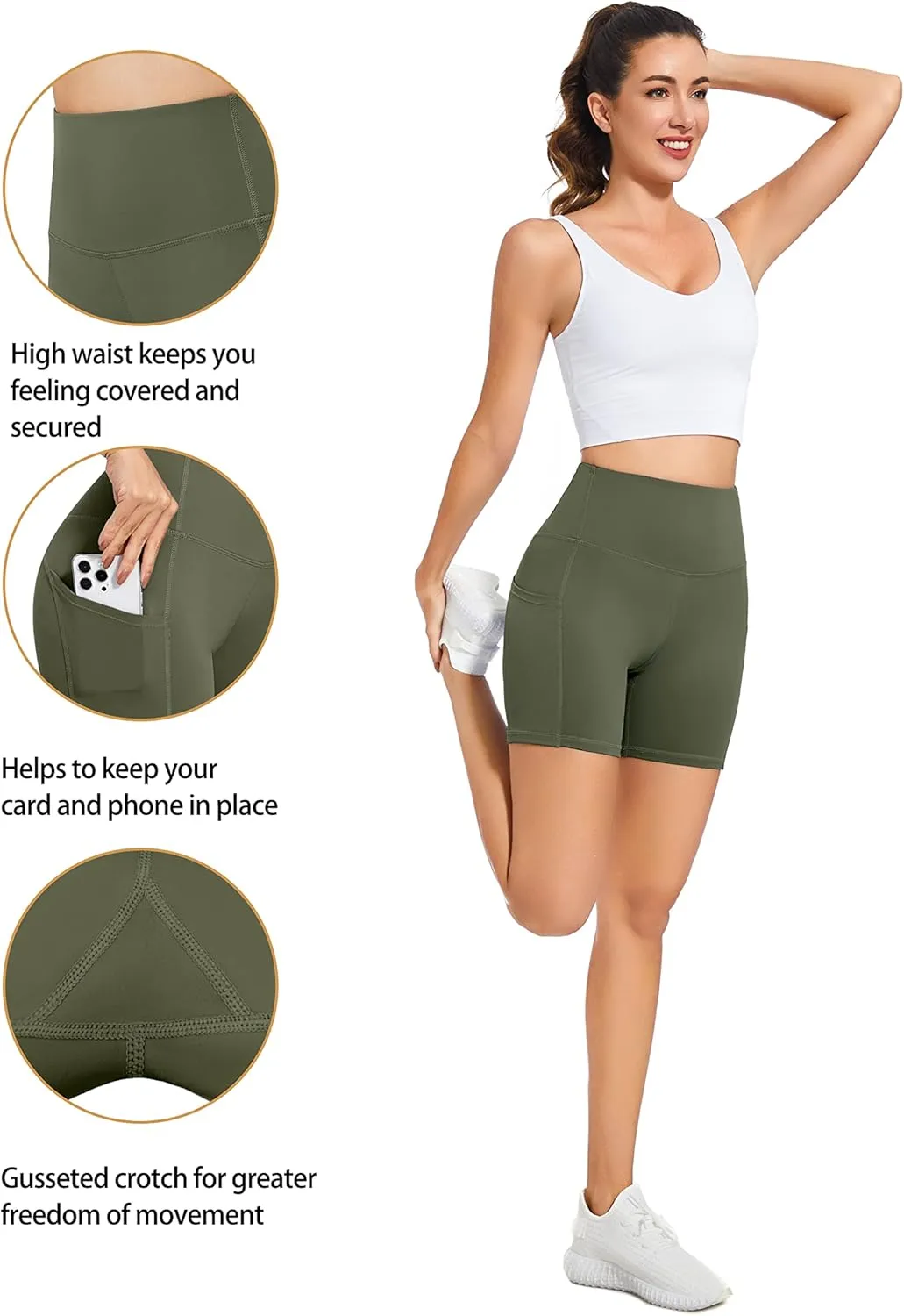 Custer's Night High Waist Out Pocket Yoga Short Tummy Control Workout Running 4 Way Stretch Yoga Leggings