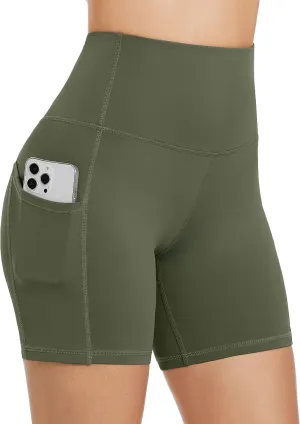 Custer's Night High Waist Out Pocket Yoga Short Tummy Control Workout Running 4 Way Stretch Yoga Leggings