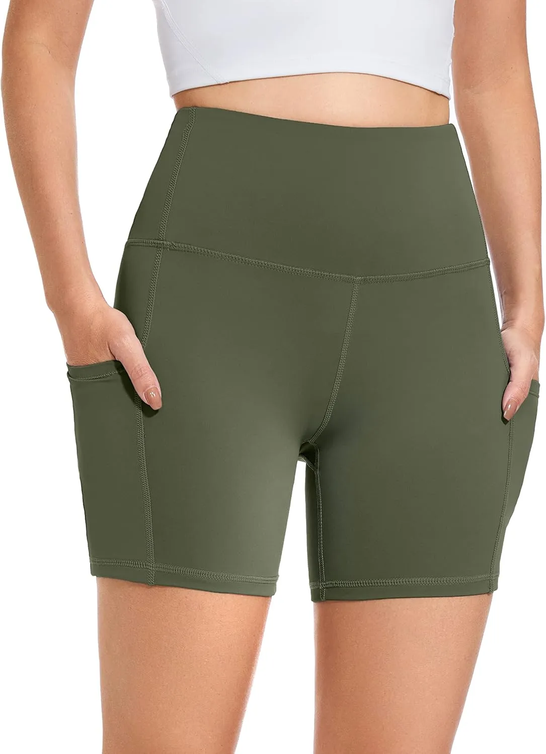 Custer's Night High Waist Out Pocket Yoga Short Tummy Control Workout Running 4 Way Stretch Yoga Leggings