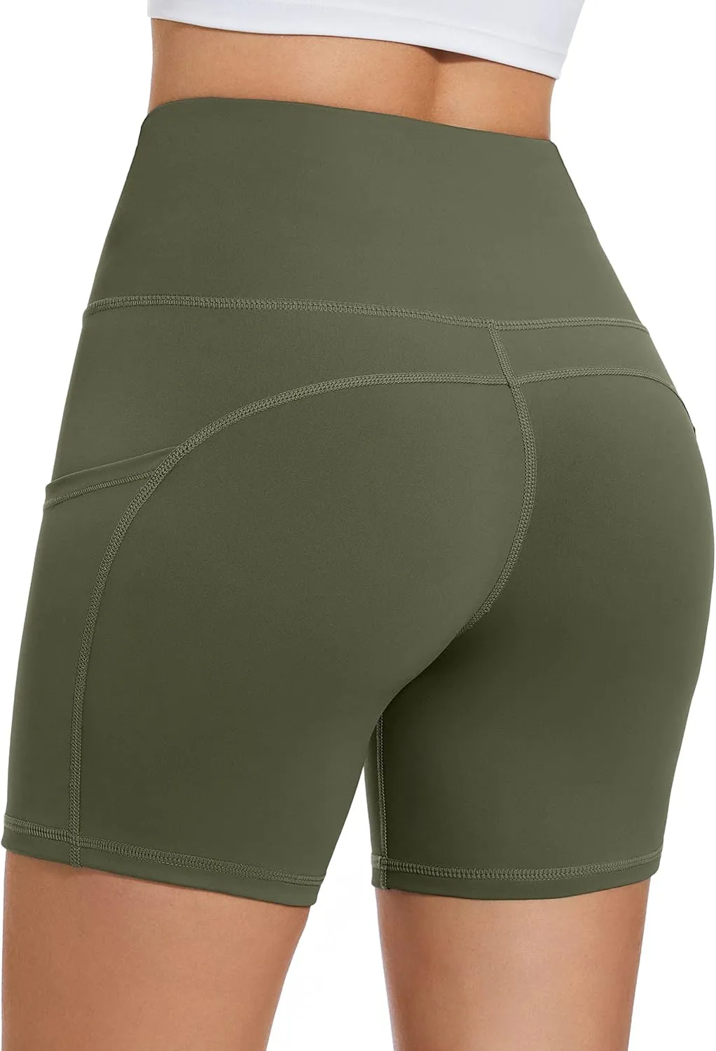 Custer's Night High Waist Out Pocket Yoga Short Tummy Control Workout Running 4 Way Stretch Yoga Leggings