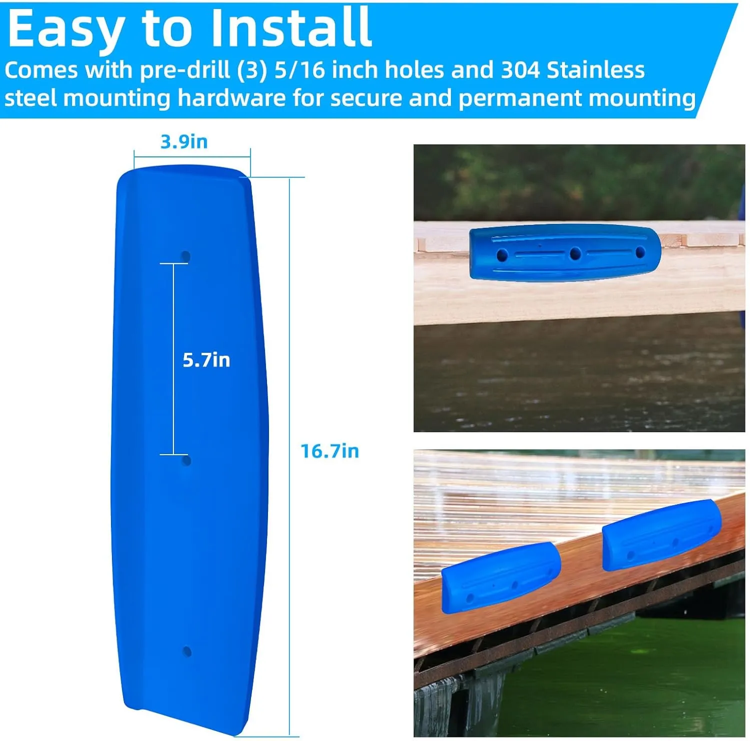 Dock Fender Bumpers, Boat Dock Bumpers Straight-Edge Marine Fenders Side Guard, Soft UV-Resistant Marine 17-Inch, Horizontal Protection,Inflatable