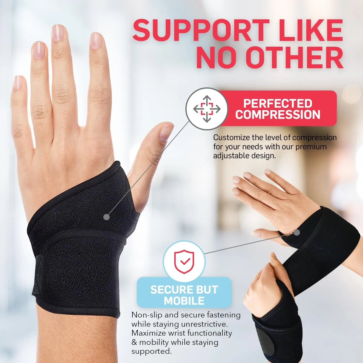 Dr. Arthritis Essentials Wrist Support, Wrist Wraps, Carpal Tunnel Wrist Brace for Night Support, Hand Brace & Wrist Guard for Left & Right Hand (Black 1 Pack)