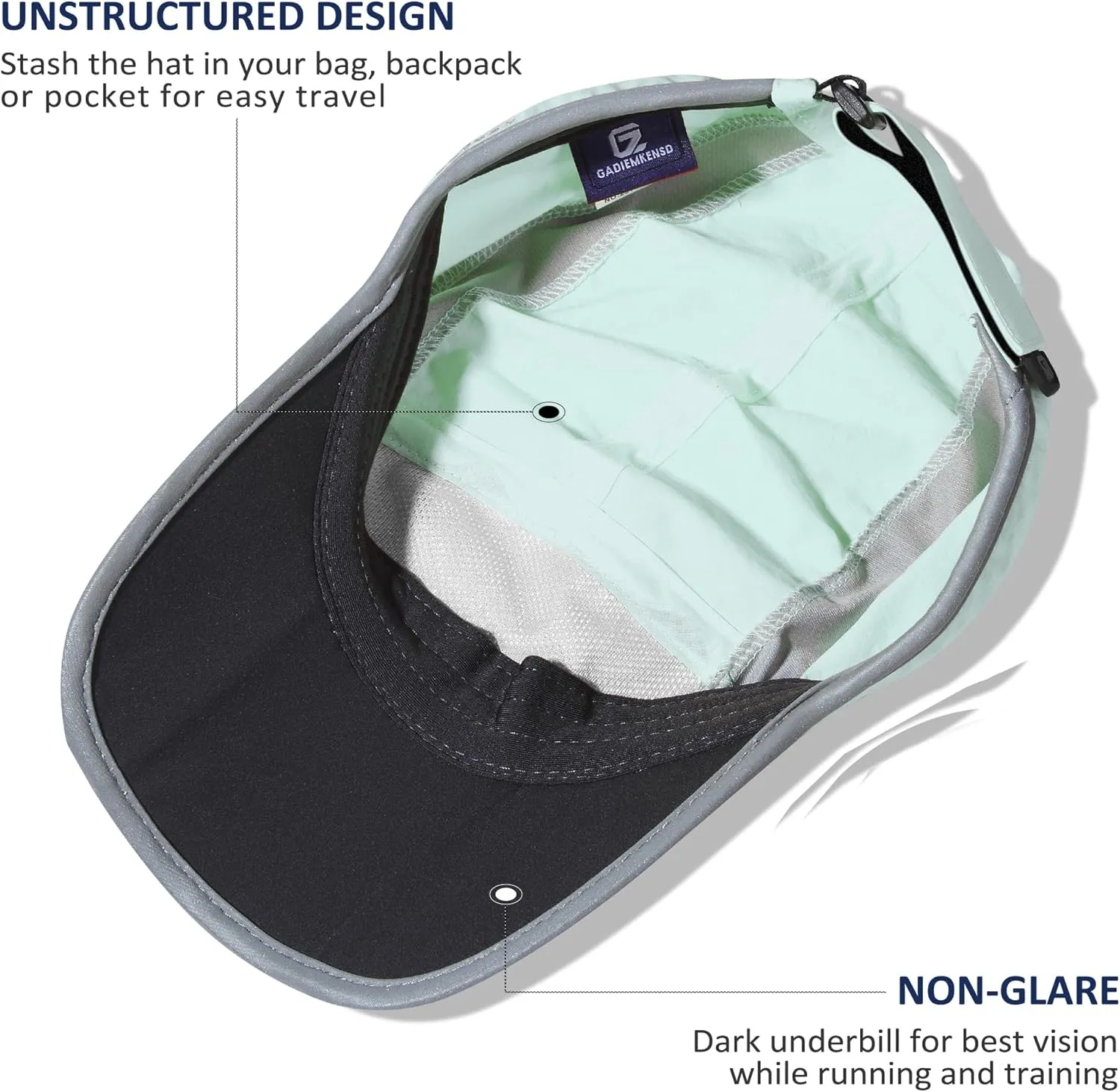 GADIEMKENSD Reflective Folding Outdoor Hat Unstructured Design UPF 50  Sun Protection Sport Hats for Womens and Mens