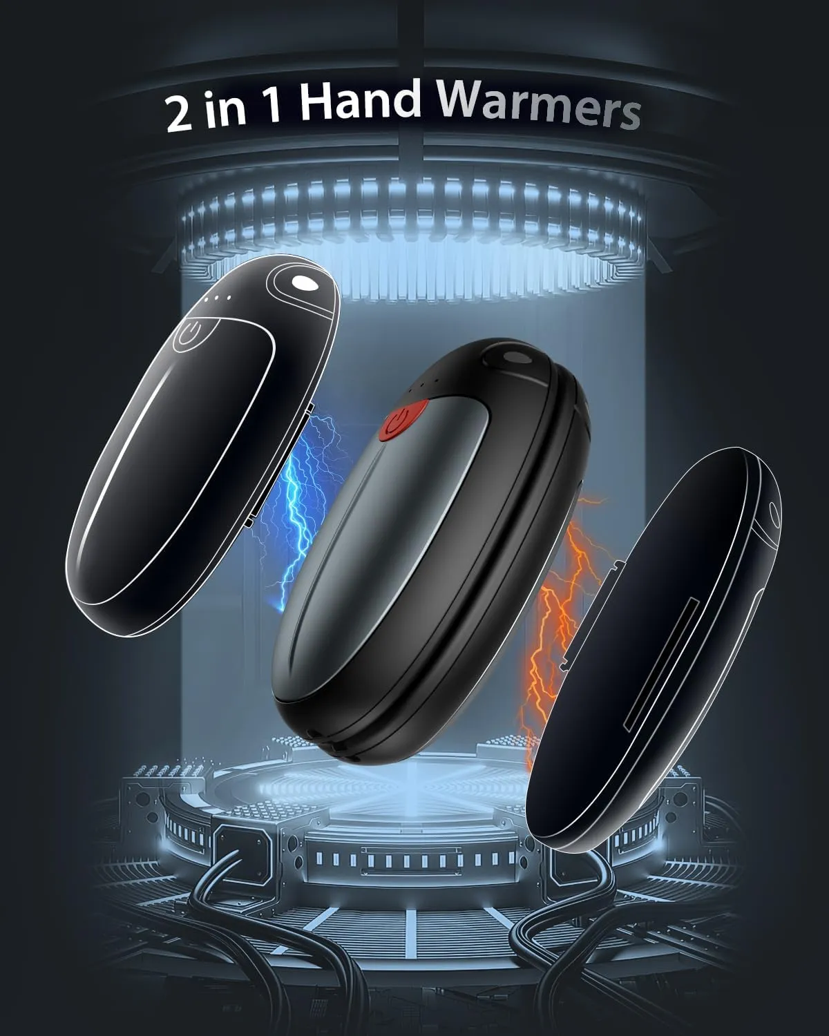 Hand Warmers Rechargeable, 2 Pack Portable Pocket Hand Warmers, 20Hrs Long Heating Double Warm Electric Handwarmers, Reusable Heater for Outdoors, Camping, Hunting, Golf, Fishing
