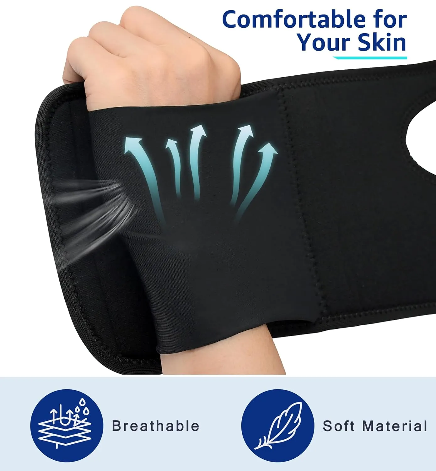 HiRui Wrist Brace Wrist Support with Splint for Men and Women, Hand Support for Carpal Tunnel Arthritis Tendonitis Sprain Recovery Pain Relief, Day & Night Support (One Size, Right Hand)