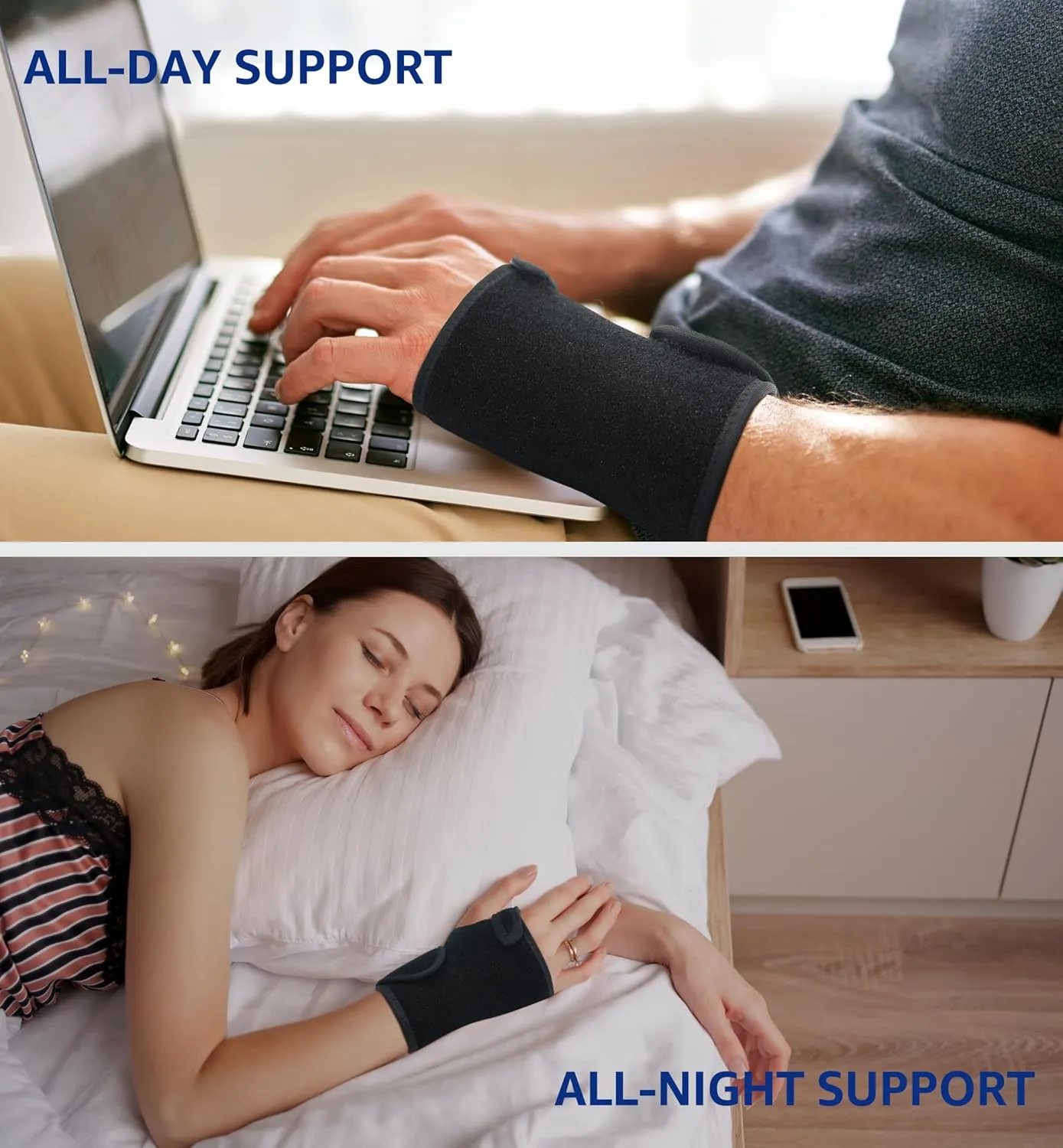 HiRui Wrist Brace Wrist Support with Splint for Men and Women, Hand Support for Carpal Tunnel Arthritis Tendonitis Sprain Recovery Pain Relief, Day & Night Support (One Size, Right Hand)