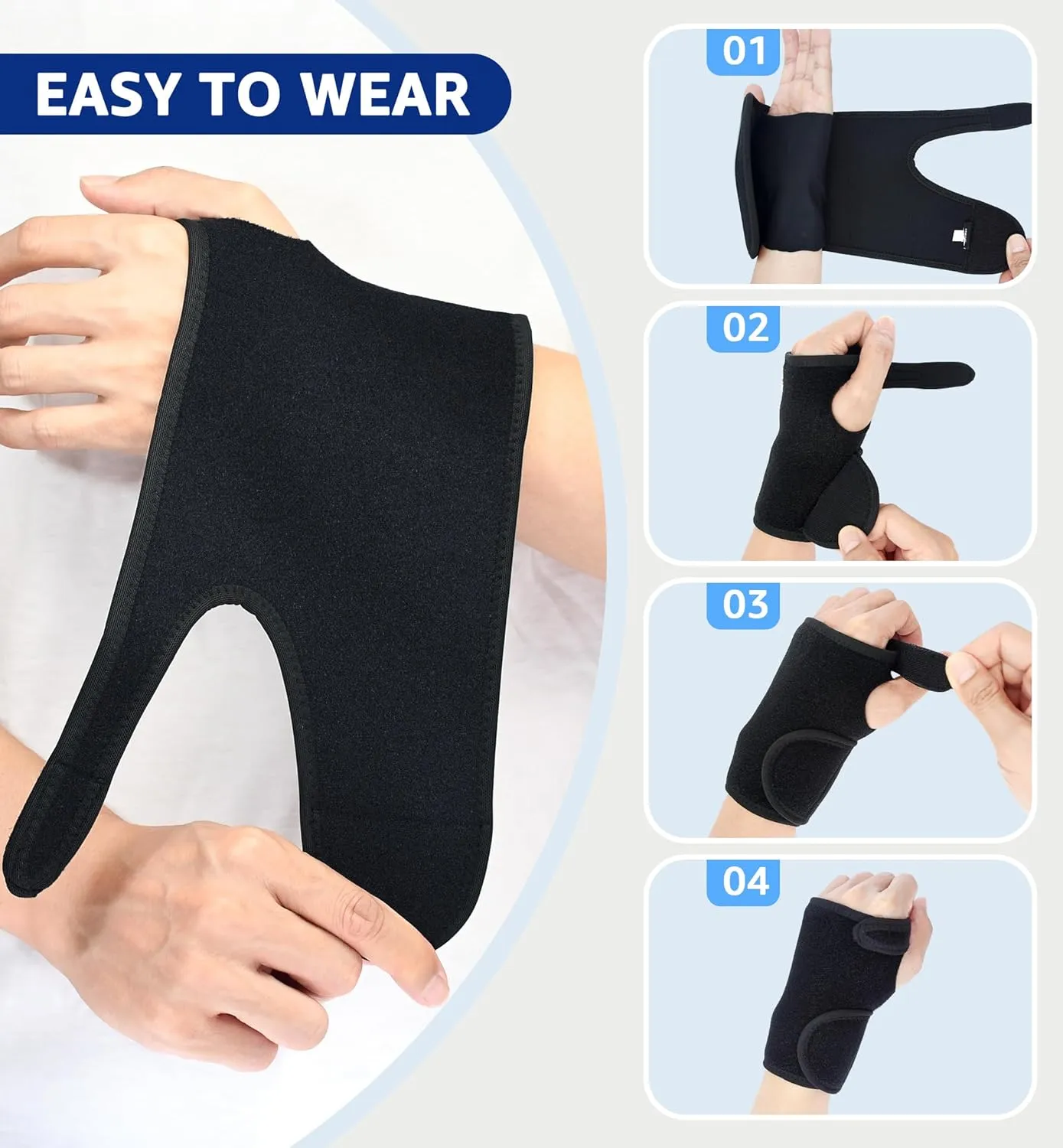 HiRui Wrist Brace Wrist Support with Splint for Men and Women, Hand Support for Carpal Tunnel Arthritis Tendonitis Sprain Recovery Pain Relief, Day & Night Support (One Size, Right Hand)