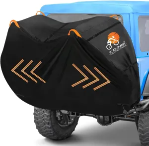 IC ICLOVER Bike Cover for Transport on Rack, Bicycle Covers for 1 Bike on Rear Bike Rack, 600D Outdoor Storage Bike Travel Cover on Hitch, Waterproof Bike Rack Covers for 1 Bike on Car Bike Rack