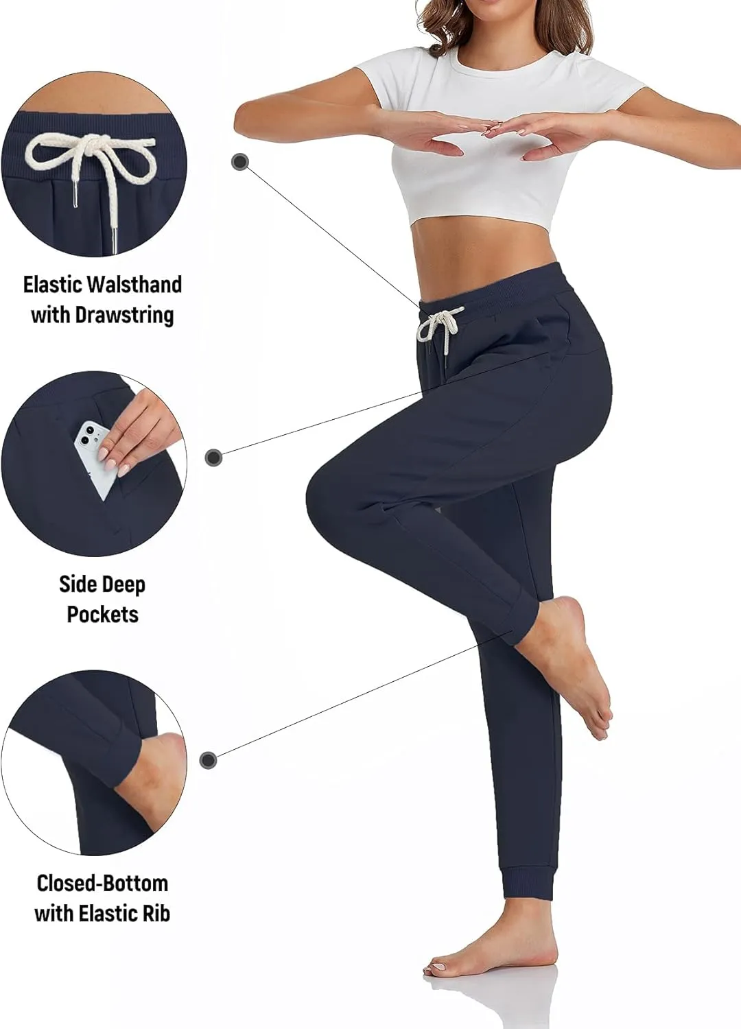Inno Women's 28" 31" 34" 36" Sherpa Polar Fleece Lined Jogger Pants Warm Sweatpants Thermal Athletic Lounge Petite Tall