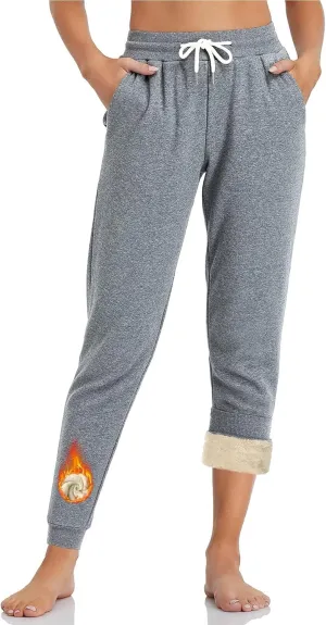 Inno Women's 28" 31" 34" 36" Sherpa Polar Fleece Lined Jogger Pants Warm Sweatpants Thermal Athletic Lounge Petite Tall