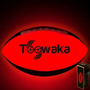 Kids Light up Football,Glow in The Dark Youth Ball with LED Lights Pre-Installed-Batteries Included
