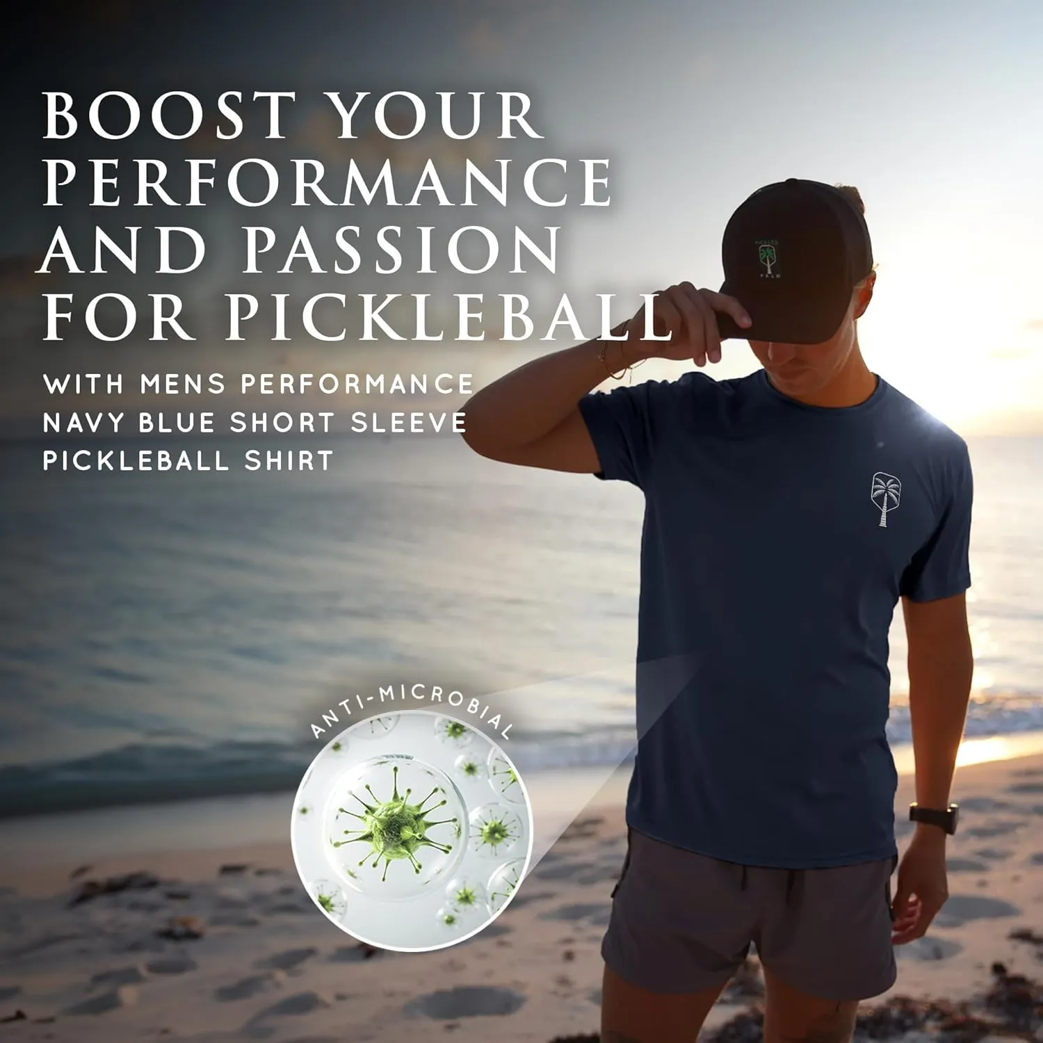 Mens Performance Short Sleeve Pickleball Shirt  Premium UV Protection, Moisture-Wicking, and Odor-Fighting Design