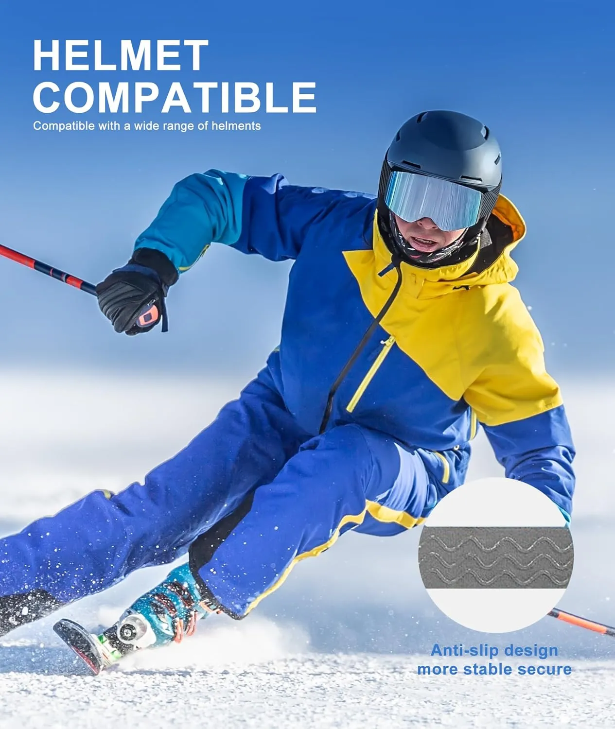 NSSIW Ski Goggles for Men Women Youth, OTG Snowboard Goggles Snow Goggles with Anti Fog and UV Protection Over Glasses 2 Pack