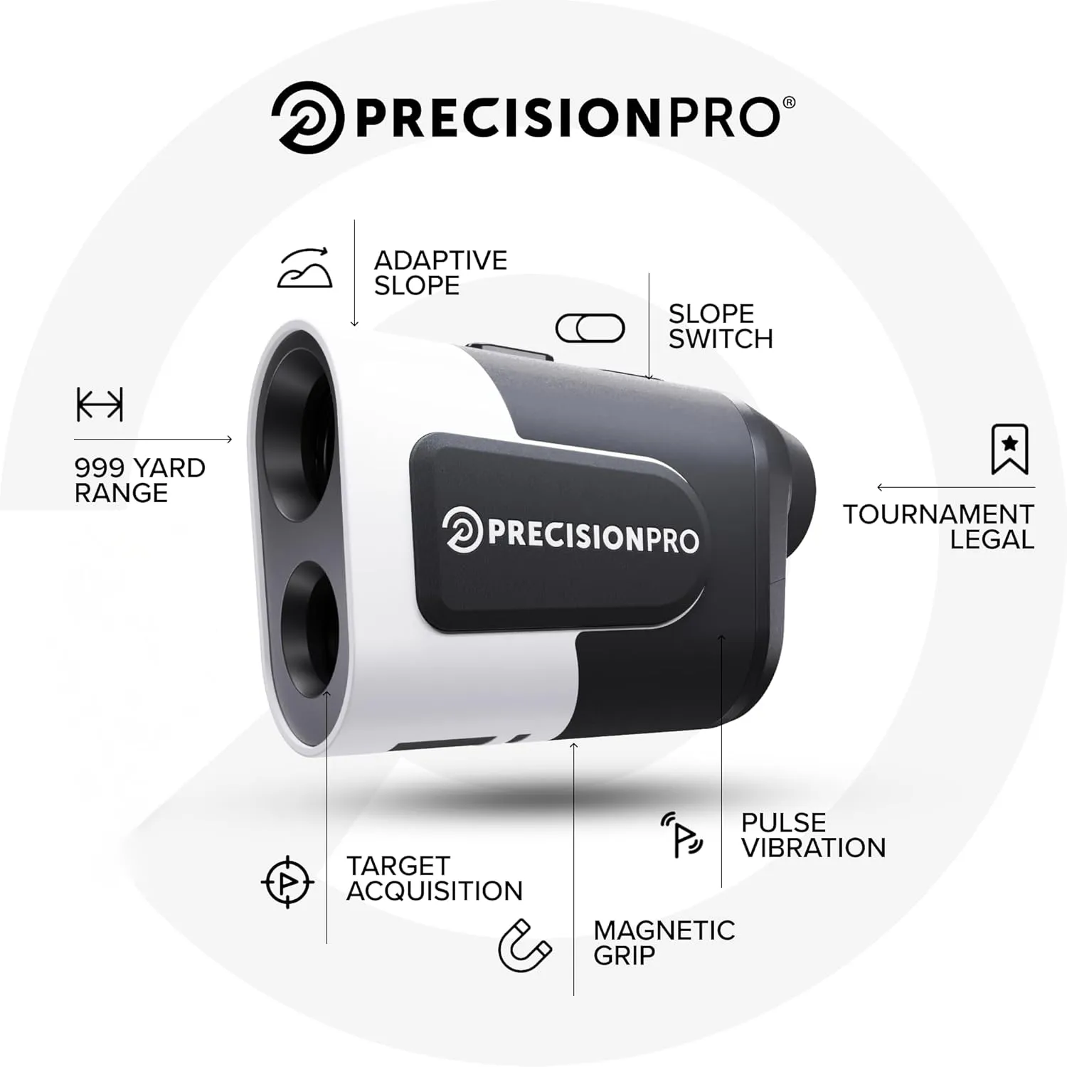 Precision Pro NX9 Golf Rangefinder with Slope Switch  900 Yards Laser Range Finder, Flag Lock Vibration, 6X Magnification, Magnetic Cart Mount, Tournament Legal