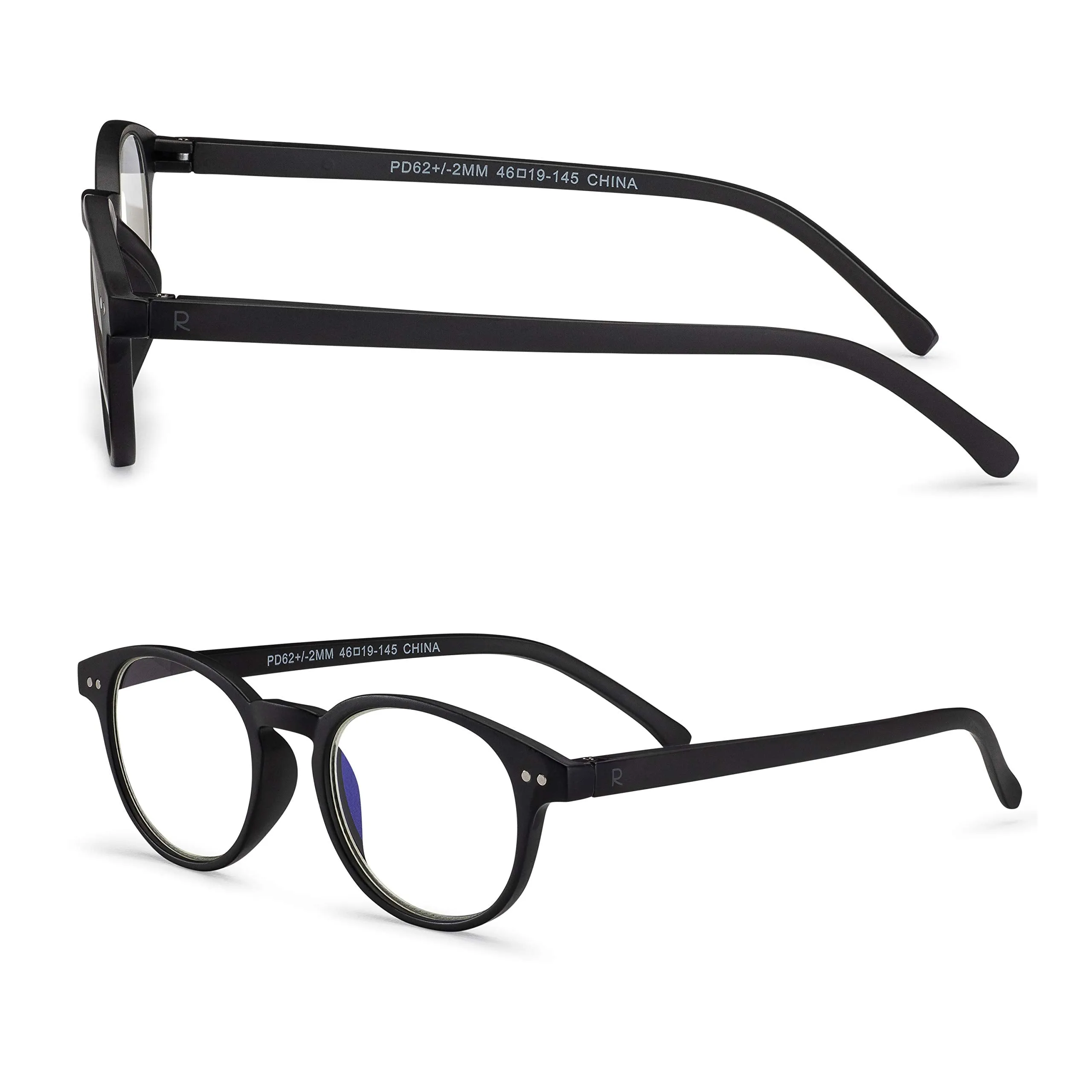 Round-Blue-Light-Blocking-Reading-Glasses-Black-Zero-Magnification-Computer-Glasses
