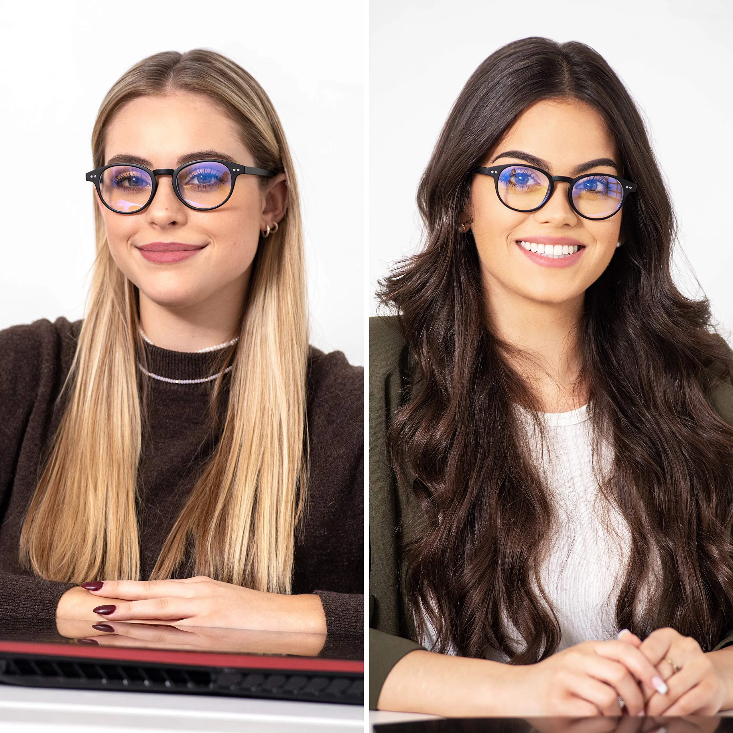 Round-Blue-Light-Blocking-Reading-Glasses-Black-Zero-Magnification-Computer-Glasses