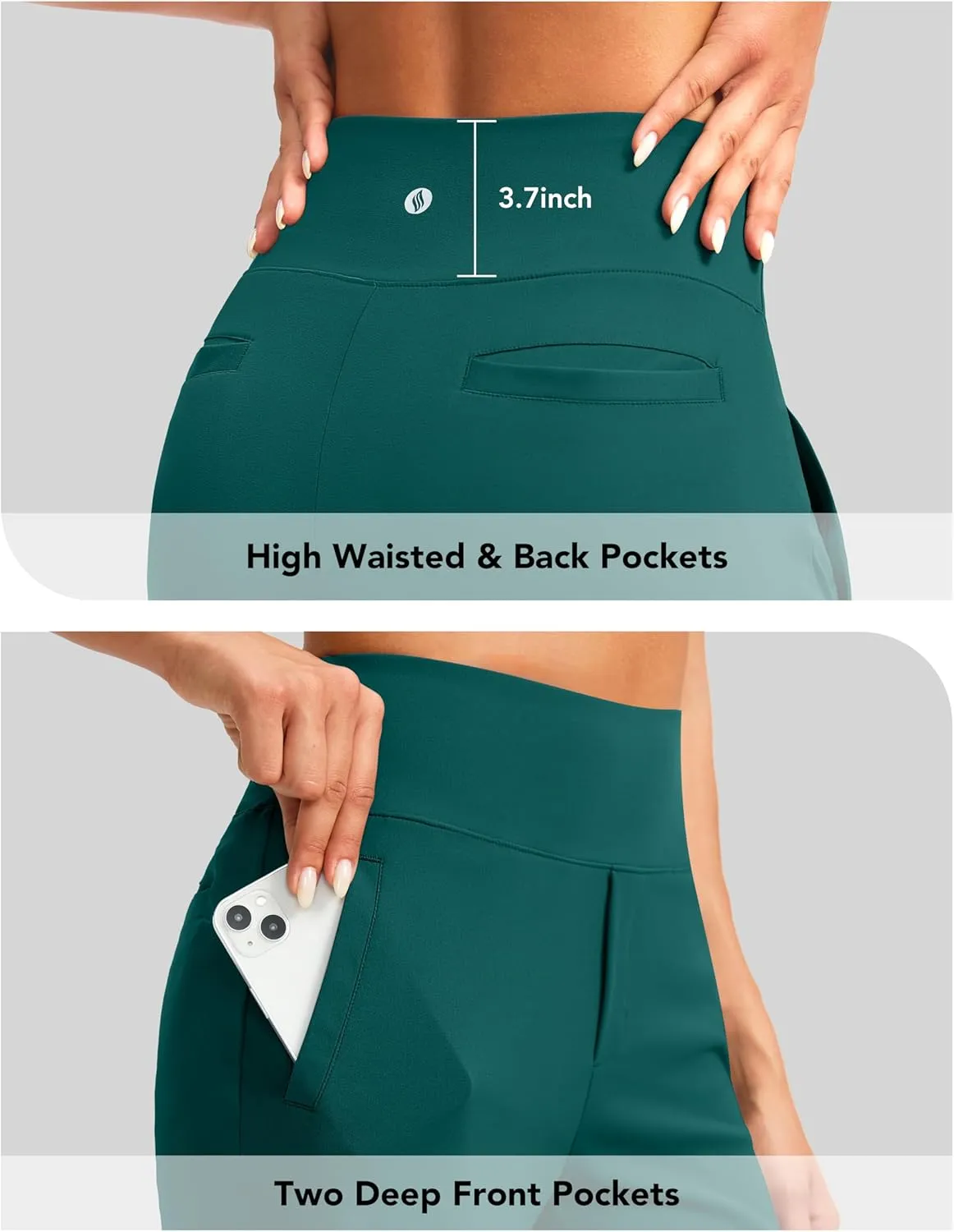 SANTINY Women's 9" High Waisted Bermuda Shorts with 4 Pockets Knee Length Long Shorts for Women Workout Athletic Casual