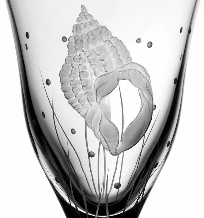 Sea Creatures Hand Engraved Varga Crystal 6-Pc. Water Glass Set
