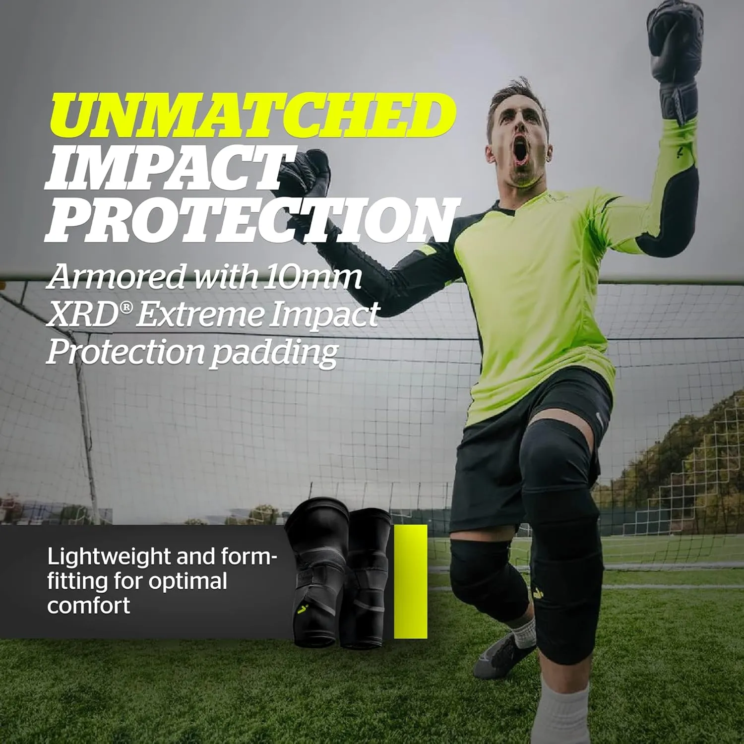 Storelli BodyShield Knee Guards, High-Impact Protection, Sweat-Wicking, UV-Resistant Athletic Knee Protection Pads for Soccer & Heavy-Duty Sports, Black, Medium