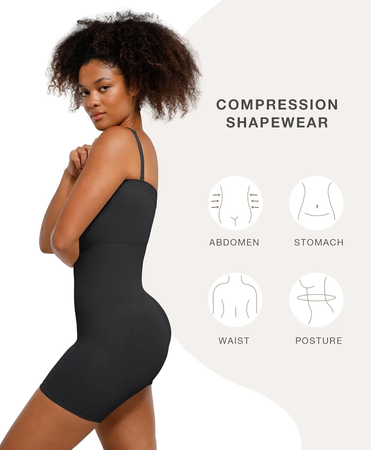 Strapless Shapewear Bodysuit for Women Tummy Control Seamless Butt Lifter Body Shaper with Removable Straps