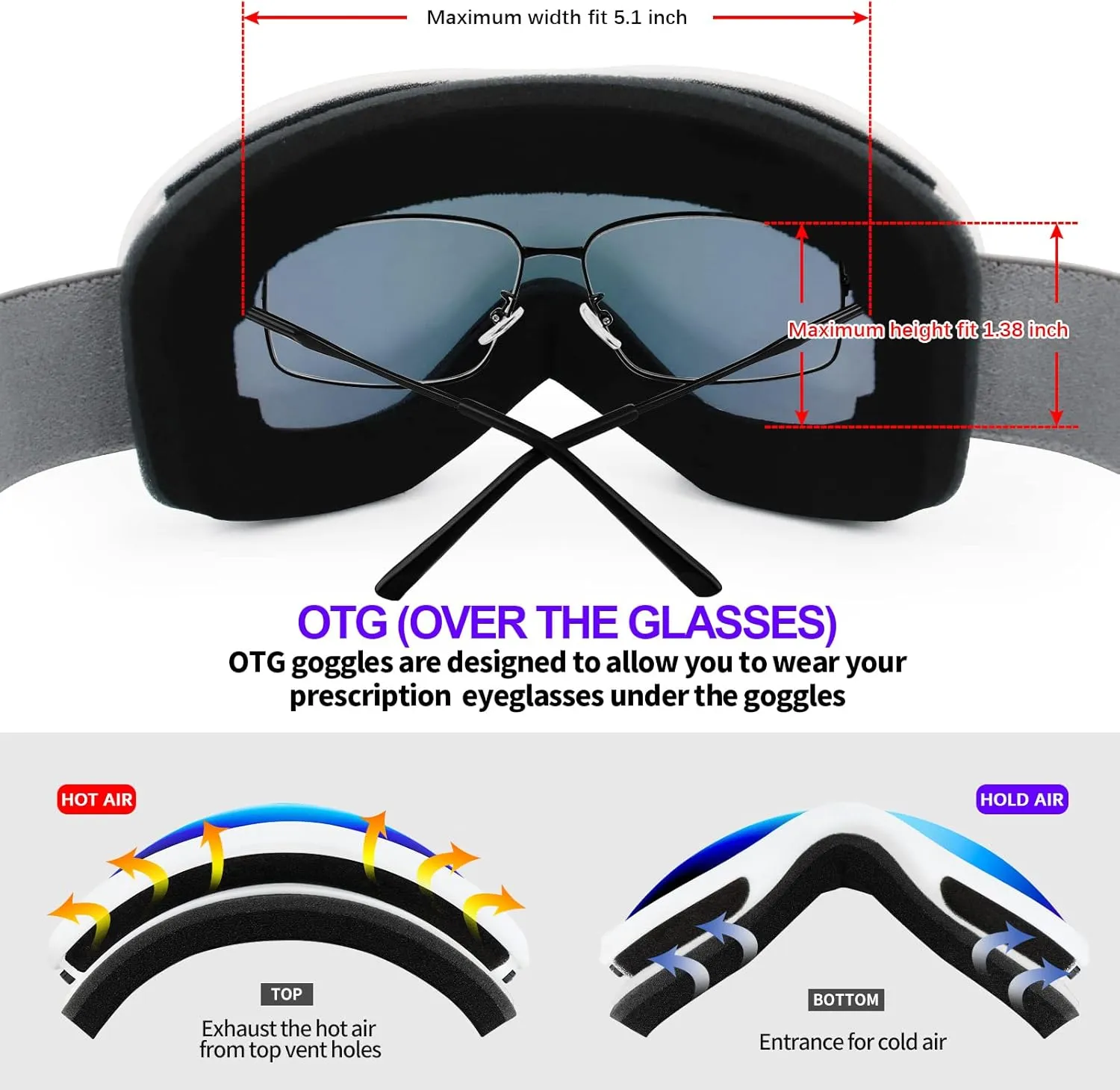 Supertrip Snow Ski Goggles Anti-Fog 100% UV Protection Snowboard Skiing Goggles