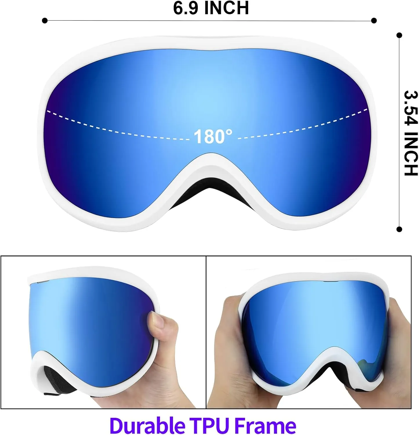 Supertrip Snow Ski Goggles Anti-Fog 100% UV Protection Snowboard Skiing Goggles