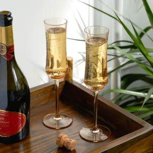Tulip Champagne Flutes in Amber