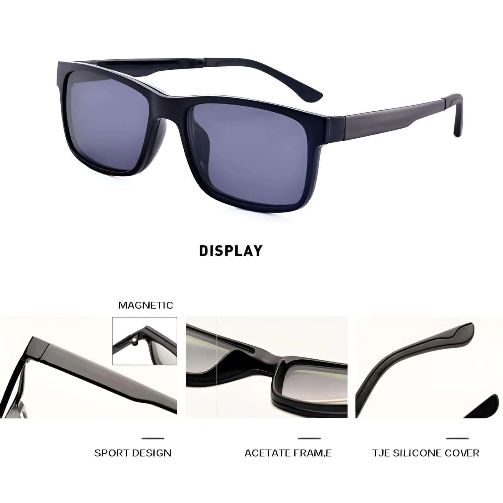 Unisex Prescription Glasses With Magnet Clip Sunglasses 1-6 Clips Included!