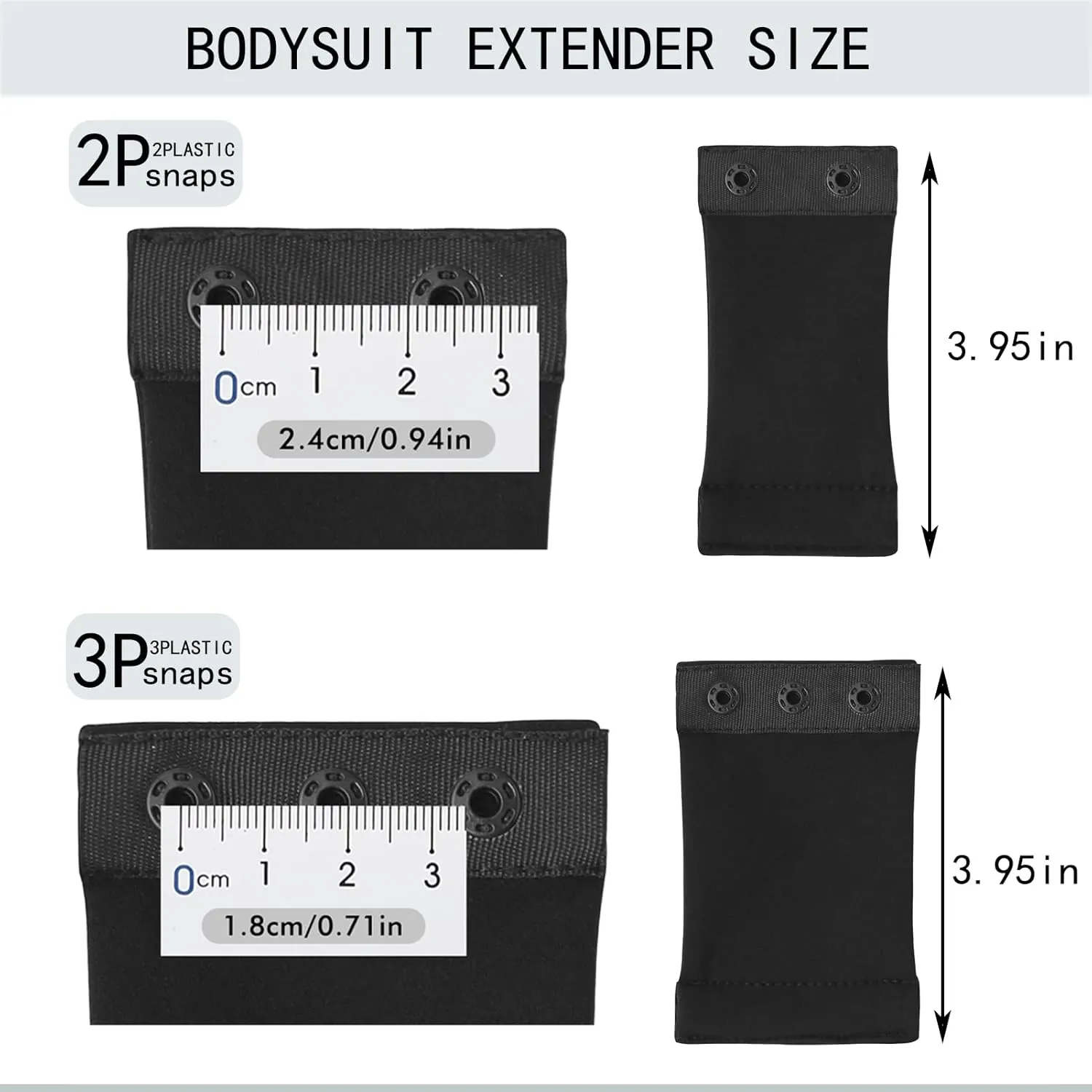 Women's Bodysuit Extender with Snaps, Adds Length to Torso, Removable and Washable Crotch Extender