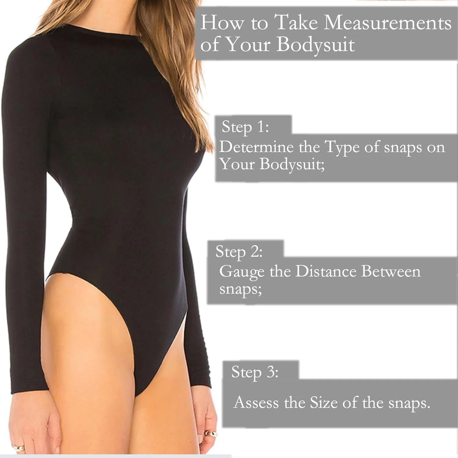 Women's Bodysuit Extender with Snaps, Adds Length to Torso, Removable and Washable Crotch Extender