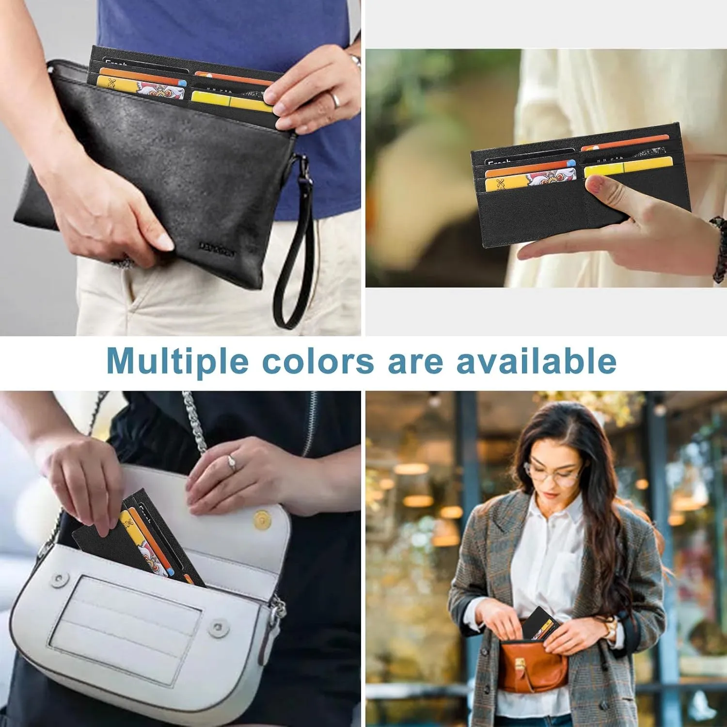 XEYOU Womens Credit Card Wallet Slim Long Zipper Pocket Purse for Coin, Cash, Receipt Multi-function Card Wallet for Ladies