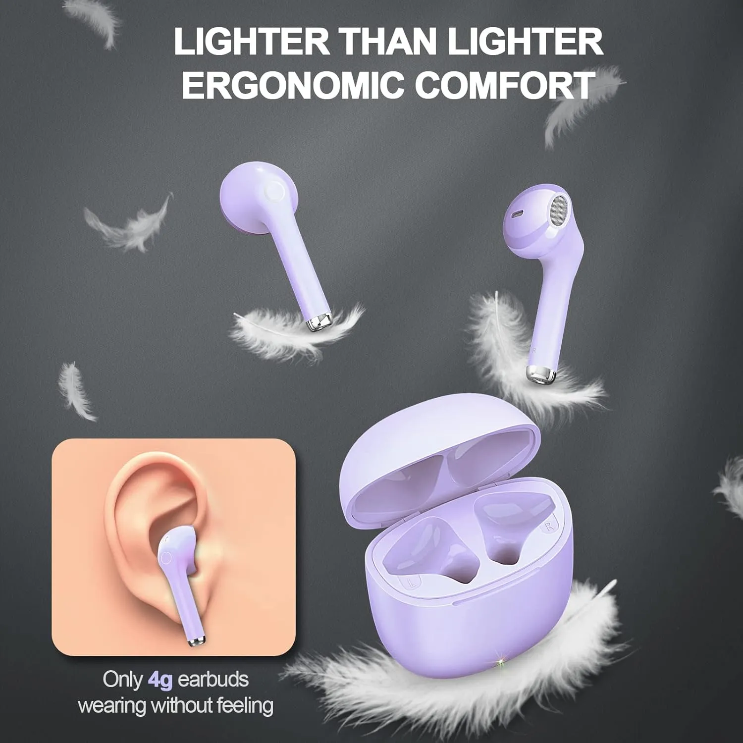 yobola Wireless Earbuds, Bluetooh Earbuds, Deep Bass Light Weight Mini Wireless Headphones for Running/Fitness, 25Hrs Playtime, Built-in Microphone, Touch Control, IPX5 Waterproof